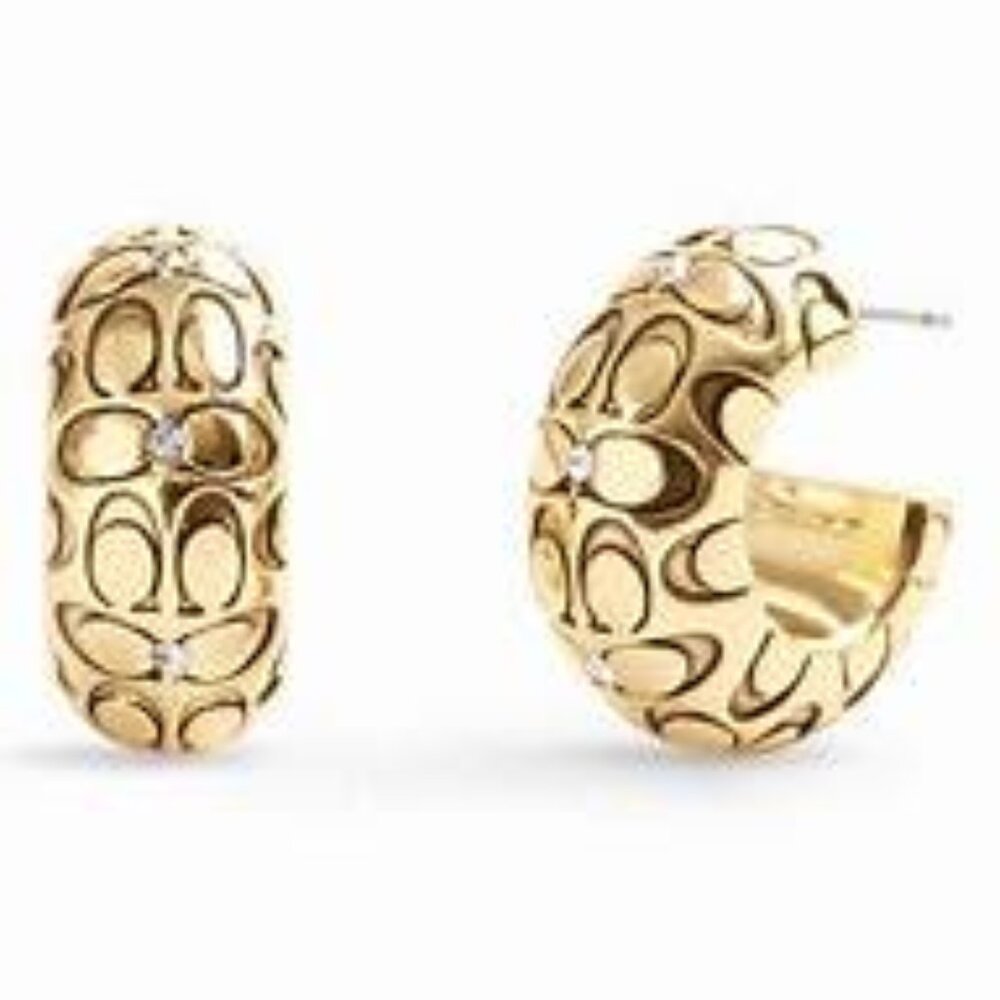 #33 NWT - COACH Signature Quilted Chubby Huggies Earings - Picture 5 of 5